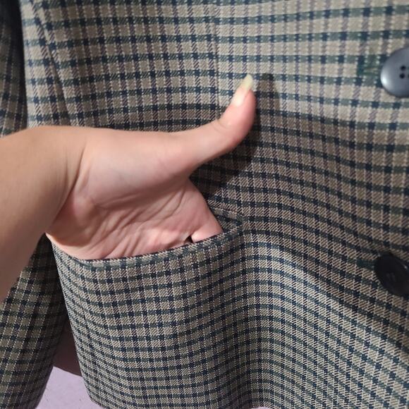 Vintage Petite Sophisticate Plaid 100% Wool Blazer Jacket Fitted Women's 12 - Picture 3 of 10